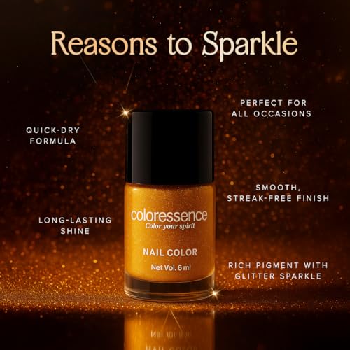 Image of Coloressence Talk Glitter to Me Nail Paint Kit, Set of 5 with FREE Nail Polish Remover | Glitter Sparkle Finish | Quick Dry | Chip Resistant