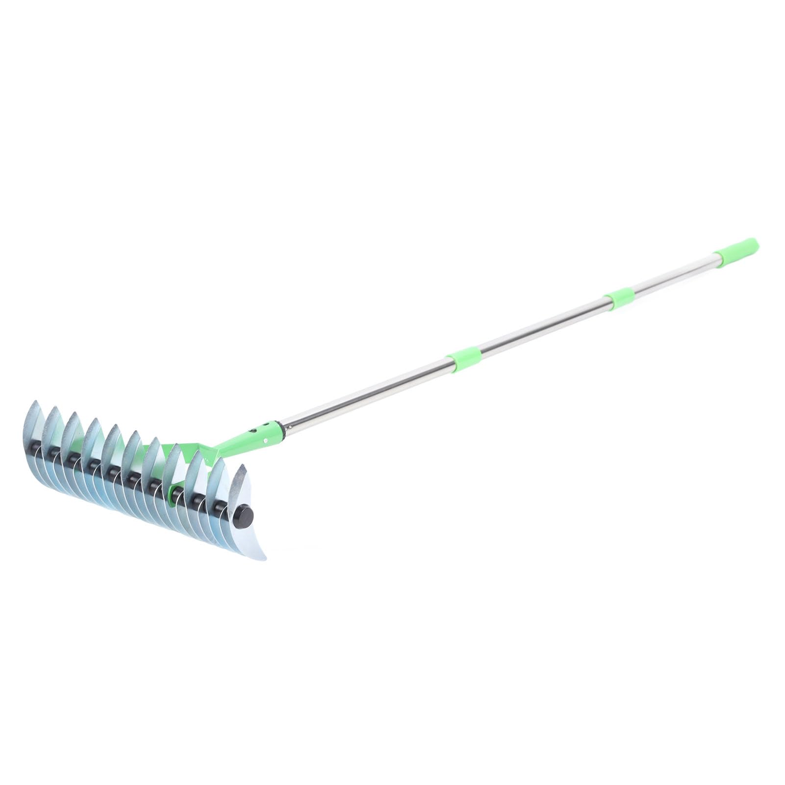 Thatch Rake, Sturdy Stainless Steel Dethatcher with Curved Tines, Lawn Thatching Rake Bow Rake Lawn Rake with Ergonomic Handle, Grass Grooming Rake for Yard Cleaning Dead Grass