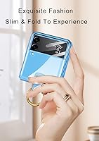Vista 4 de SHIEID Z Flip 4 - Funda protectora delgada con soporte de anillo, borde galvanizado para Galaxy Z Flip 4, con protector de pantalla integrado