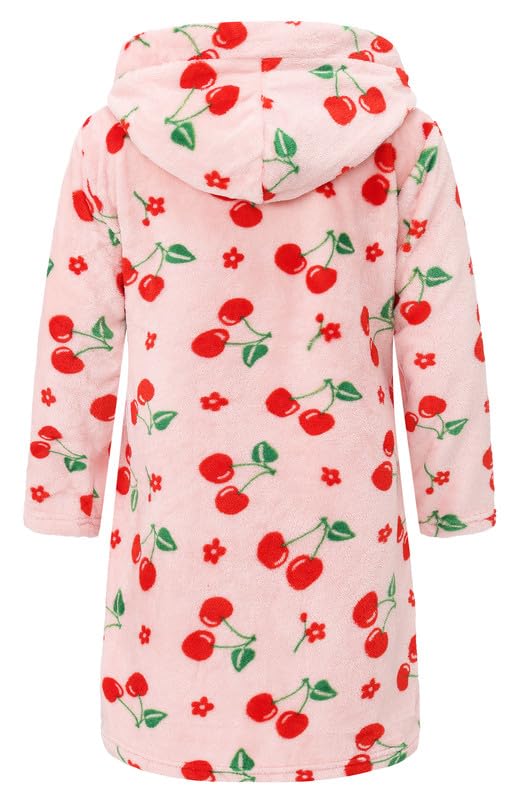 Image of Girls Soft Fleece Robes Plush Hooded Bathrobes Sleepwear for Kids 2-16 Years
