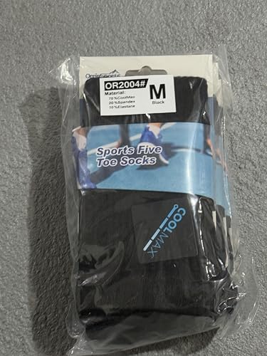 OrrinSports Meias de cano médio Coolmax 3 pares de meias atléticas respiráveis com cinco dedos, Pret