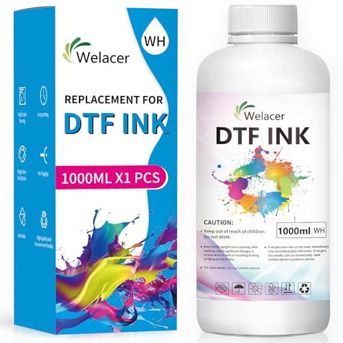 Welacer DTF Ink White 1000ml for I3200 XP600 R1390 L1800, ET-8550, ET-2850 XP-15000, R2400, L800, 1430, P400,P800,R2000, Heat Transfer Ink Conversion Kit Refill for All DTF Printers,for DTF Film