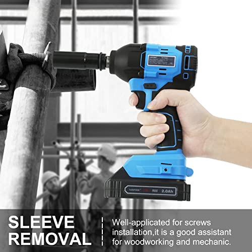 Wisetool Cordless Impact Wrench,1/2 Inch Electric Impact Wrench,Brushless Power Impact Wrench Set For Car Tires,Max Torque 260 Ft-Lbs,2.0A Li-Ion Battery,5Pcs Impact Sockets Set & Fast Charger #TOP4