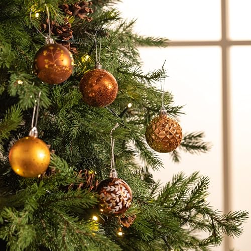 Boules de Noël incassables de 6 cm cuivre et or pour décorer le sapin sans risque de casse - 6