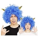 クリアストーン(Clearstone) コスプレ ハロウィン 節分 角付ハイパーアフロ ユニセックス ブルー