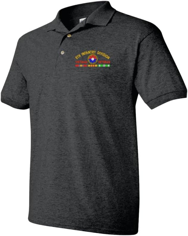 9th Infantry Division Vietnam Veteran with Ribbons Embroidered Polo