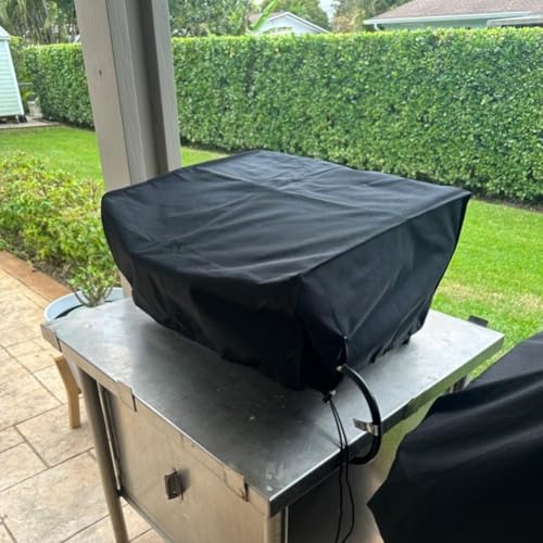 Funda impermeable para parrilla de mesa de 22 pulgadas con capucha, protector de mesa de cocina para patio al aire libre, color negro (22.5 x 18 x 12 pulgadas)