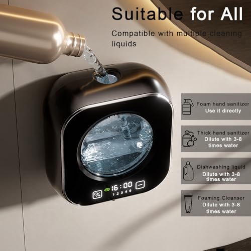 Image of Automatic Soap Dispenser Touchless, 5 Visual Levels Foam Soap Dispenser,11.3 oz Liquid Storage Tank,80 Days of Battery Life,Digital Display,Soap Dispenser for Kitchen Sink (Black)