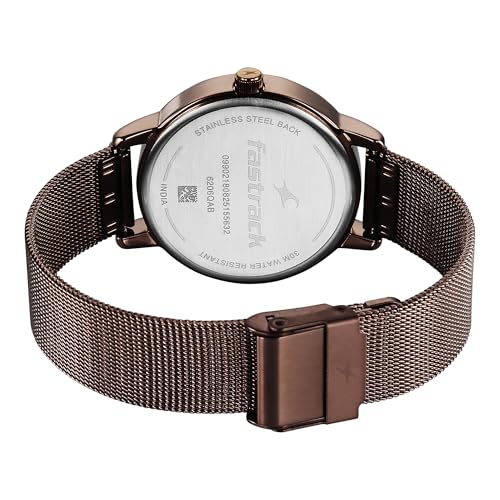 Image of Fastrack Style up 5 Quartz Brown Round Dial Girl's Watch | Stainless Steel Strap Material | Watches for Girls Analog - 6206QM01