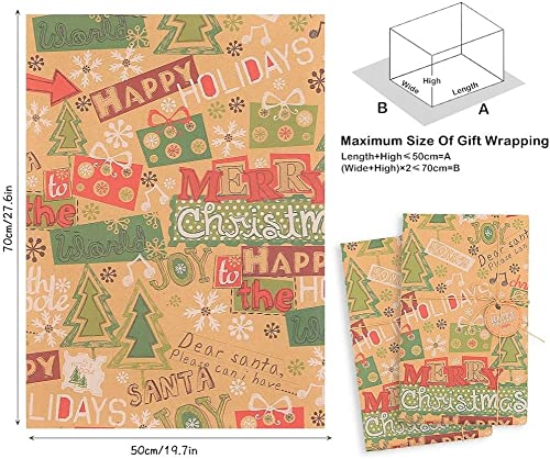 LATERN 24 Fogli Carta da Regalo Natalizia, 70cm x