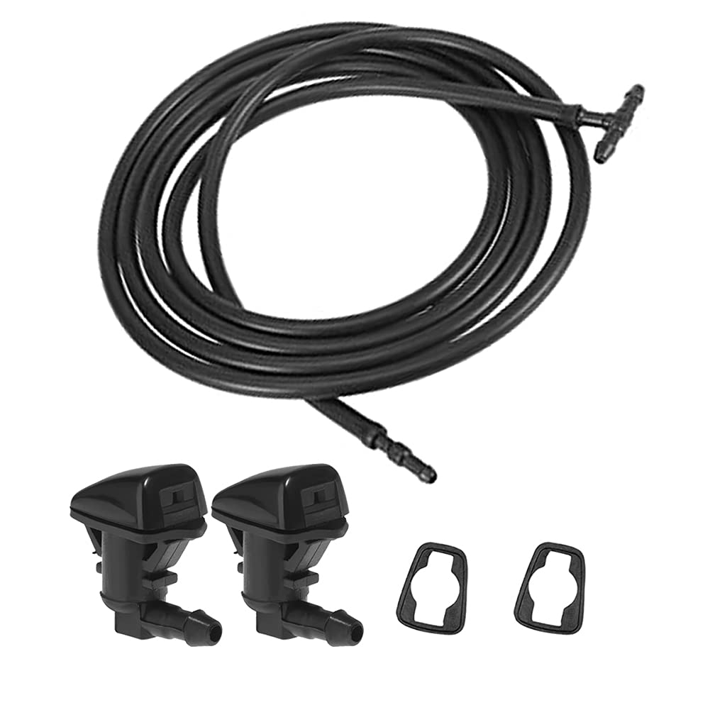 Gorniloxam 7pcs Front Windshield Washer Nozzles Kit, Replacement for F250 F350 F450 F55 Super Duty, Replaces OE: 7C3Z17603A (2 Meters Windshield Washer Hose with Connectors)