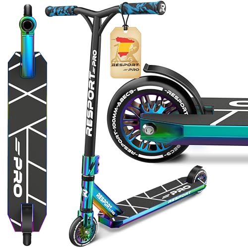RE:SPORT® Patinete de acrobacias REVO PRO para niños y adultos con soporte | Patinete profesional de acrobacias ruedas PU de 110 mm y barra en Y | Patinete de acrobacias Kickscooter con rodamientos de