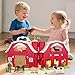 Red Barn Toys for Toddlers 1-3, Farm Animal Figures Playset with Tractor for 2 3 4 5 Year Old Kids, Musical Preschool Montessori STEM Learning Toys, Easter Christmas Birthday Gifts for Boys Girls