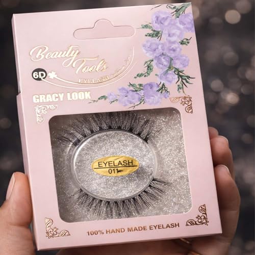 Image of Alvero Beauty Tools 6D Handmade False Eyelashes, Natural & Soft Gracy Look Artificial Eyelasher Eye Lashes for Women & Girls, Lightweight Synthetic Hair Fluffy Style Eyelash (1 Pair) (Eyelash 10)