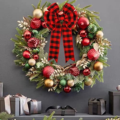 Meseey 6 Pack Buffalo Plaid Bows Decorative Wreath Red And Black Bow 10 X 6 Inch Halloween Thanksgiving Christmas Tree Topper Bow For Front Door Fall Wreath Christmas Decorations #TOP4