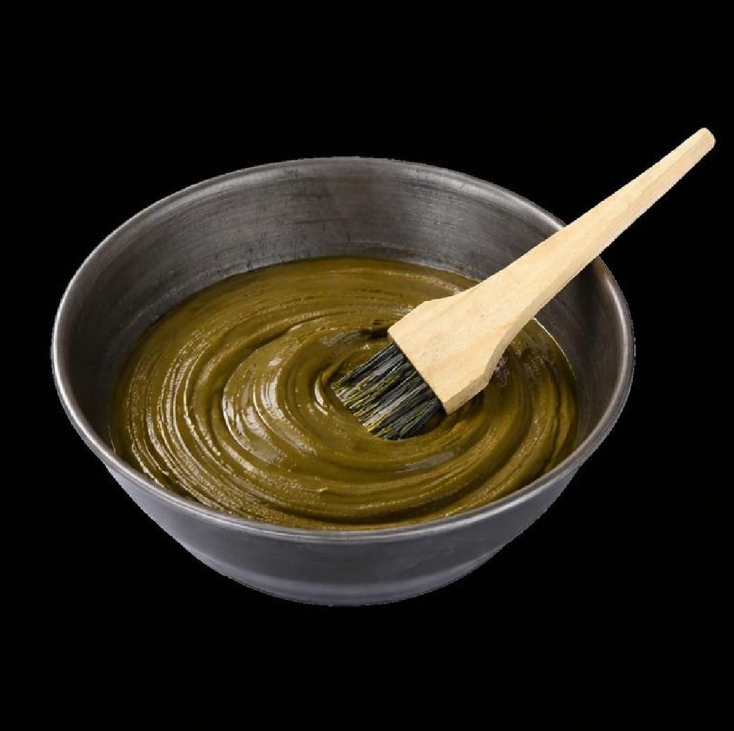 RBY 8 Inch Iron Mixing Bowl Mehndi Lohe Ki Kadai Iron Katori Heena Kadhai with Wooden Brush for Hair Mask Herbal & Ayurvedic Preparation Soaking Herbs for Home & Salon for All Skin Types