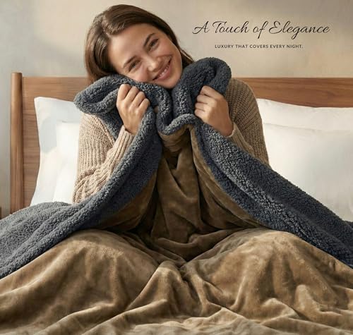 Image of VAS COLLECTIONS Premium Ultra-Soft Comforter | 350 GSM Cozy Single Bed Blanket 223x142 cm | Warm Winter Bedding for Bedroom, Soft & Plush Blanket 1100 g (Brown & Grey)