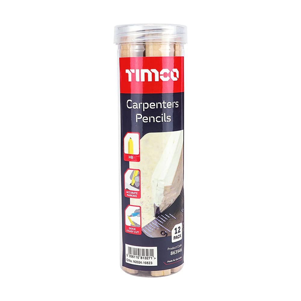 TIMCO Carpenters Pencils 180mm Pack 12