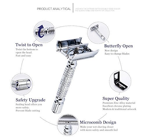 Baili Butterfly Open Tto Double Edge Metal Safety Razor Wet Shaving Kit For Men Women With Platinum Blade And Mirrored Travel Case Bd179 #TOP5