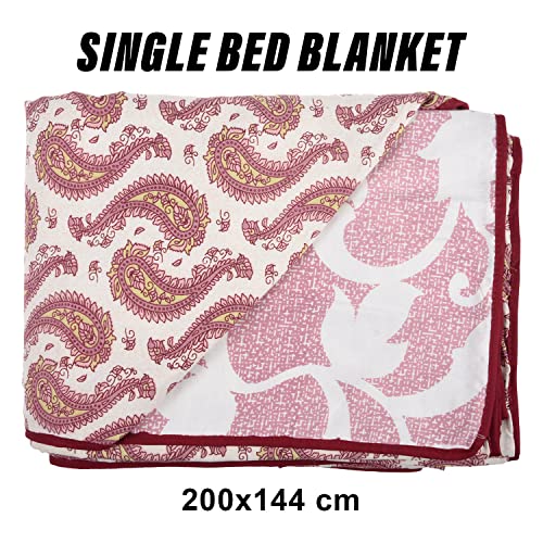 Image of Kuber Industries Blanket | Cotton Single Bed Dohar | Blanket for Home | Reversible AC Blanket for Travelling | Blanket for Summer | Blanket for Winters | Carry Print | Pink