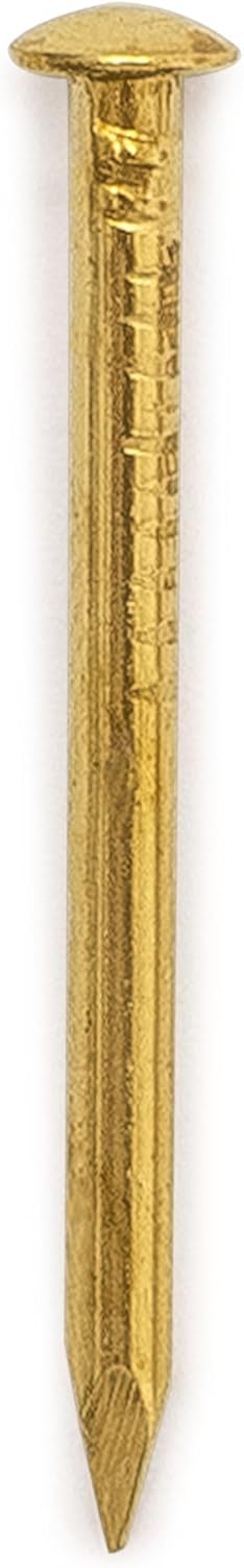 Hardware Philosophy Pure Brass Nails, 1.1-Inch, Bag of 100 - Decorative Finishing Tacks for Antique Restoration, Cabinetry, Furniture, and Door Hardware