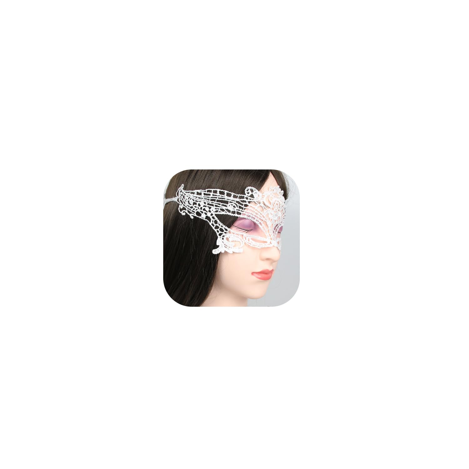 Quizzhe Mysterious Lace Masquerade Mask Blindfold Hollowed Flower Lace Adjustable Eye Mask Halloween Cosplay Costume Accessories Valentine Gifts