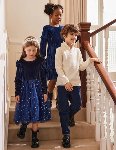 Arshiner Boy's Cable Knitted Sweater Half Zip Lightweight Casual Pullovers for Kids 2-11 Years4