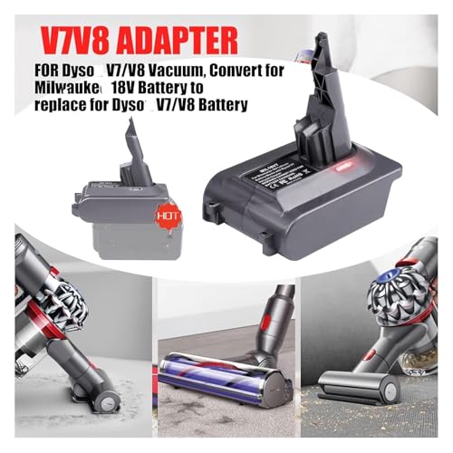 Adaptador de batería V8 compatible con Dyson V8 Absolute Fluffy Motorhead y batería M18 6