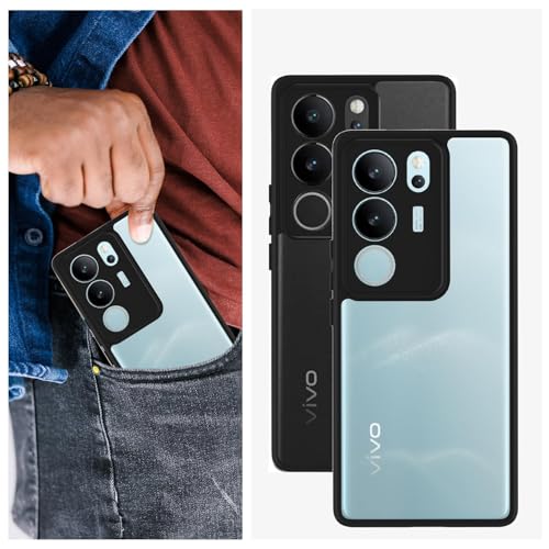 Image of KAPAVER Hybrid Royal Shock Proof Back Cover Case Compatible with Vivo V29 / Vivo V29 Pro (PC+TPU) (Black)