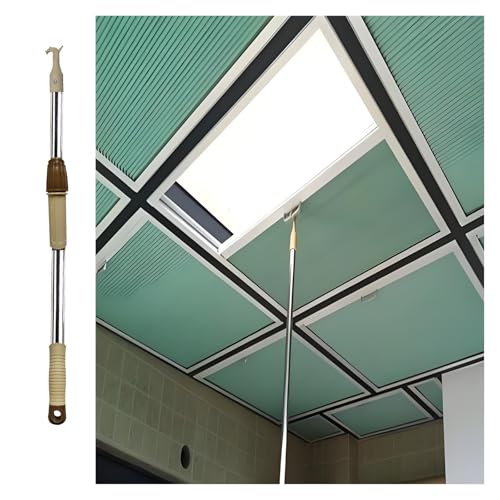 MZZKFC Metal Window Opener Pole Up and Down, Adjustable Cordless Blind Extension Pole, 3.9 to 6.6ft Telescopic Sunshade Push-Pull Rod for Roller Blinds/Celluar Shades(Set of 6)
