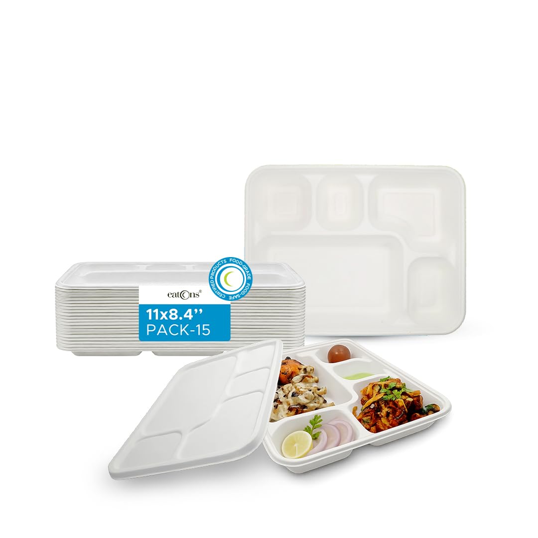 EATONS Bagasse Thali Tray - 25 Pack -9