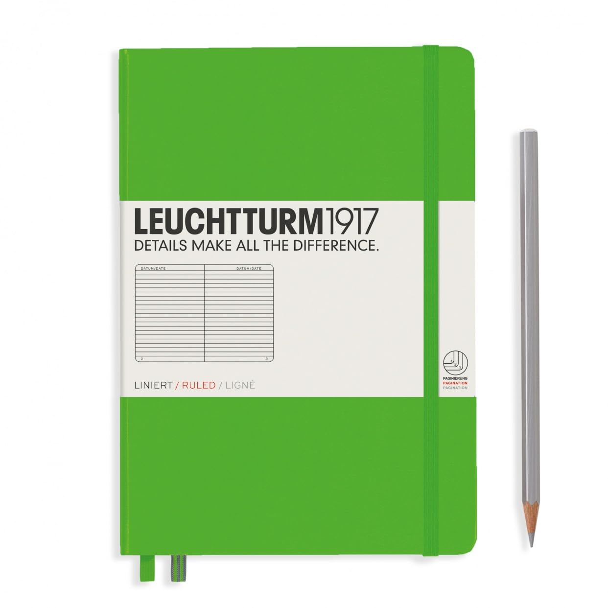 LEUCHTTURM1917(ロイヒトトゥルム1917) Leuchtturm Notebook A5, Horizontal Ruled, Fresh Green, 357488