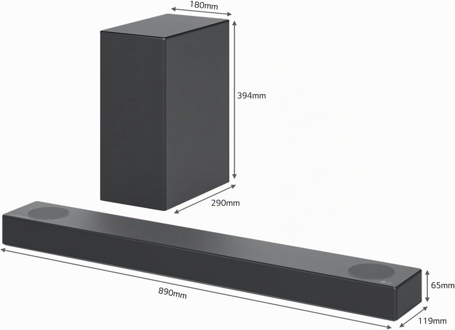 LG S75Q Soundbar TV 380W, 3.1.2 Canali con Subwoofer Wireless, 2 canali up-firing, Audio Meridian, Dolby Atmos, DTS:X, AI Sound Pro, Audio ad Alta Risoluzione, Bluetooth, Ingresso Ottico, HDMI in/out