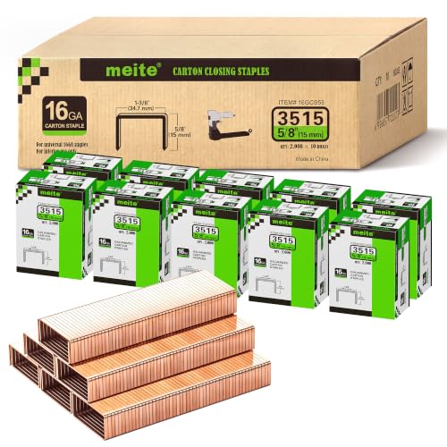 meite Carton Closing Staples 1-3/8" Wide Crown 5/8" Leg 2,000PCS x 10 Boxes