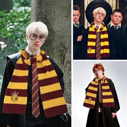 Image of FANCYKU Ha*ry Potter Gryffindor Scarf, Knit Striped Magic College Styles Cosplay Ha*ry Potter Clothes Accessories for Christmas, Halloween, Birthday Themed Party - Ha*ry Potter Merchandise (Yellow)