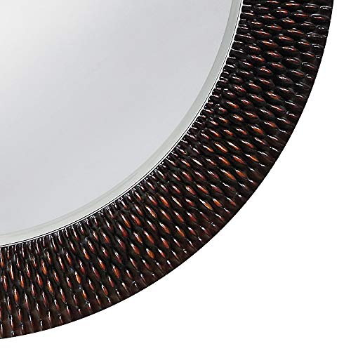 Image of Howard Elliott Bergman Big Round Mirror for Wall Decor, Antique Copper Mirror with Starburst Effect, Modern Large Circular Hanging Wall Vanity Mirror for Living Room, Bathroom or Entryway, 54x54 Inch