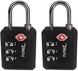 Kit 2 Cadeados TSA com Segredo 30PL Preto Papaiz