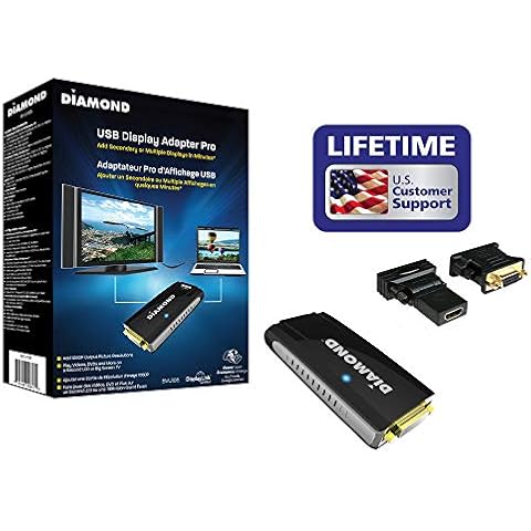 Diamond Multimedia BVU195 USB 2.0 to VGA/DVI/HDMI Video Graphics Adapter up to 2048x1152 / 1920x1080 - Windows 10, 8.1, 8, 7, XP, MAC OS and Android 5.0 and Higher Cover
