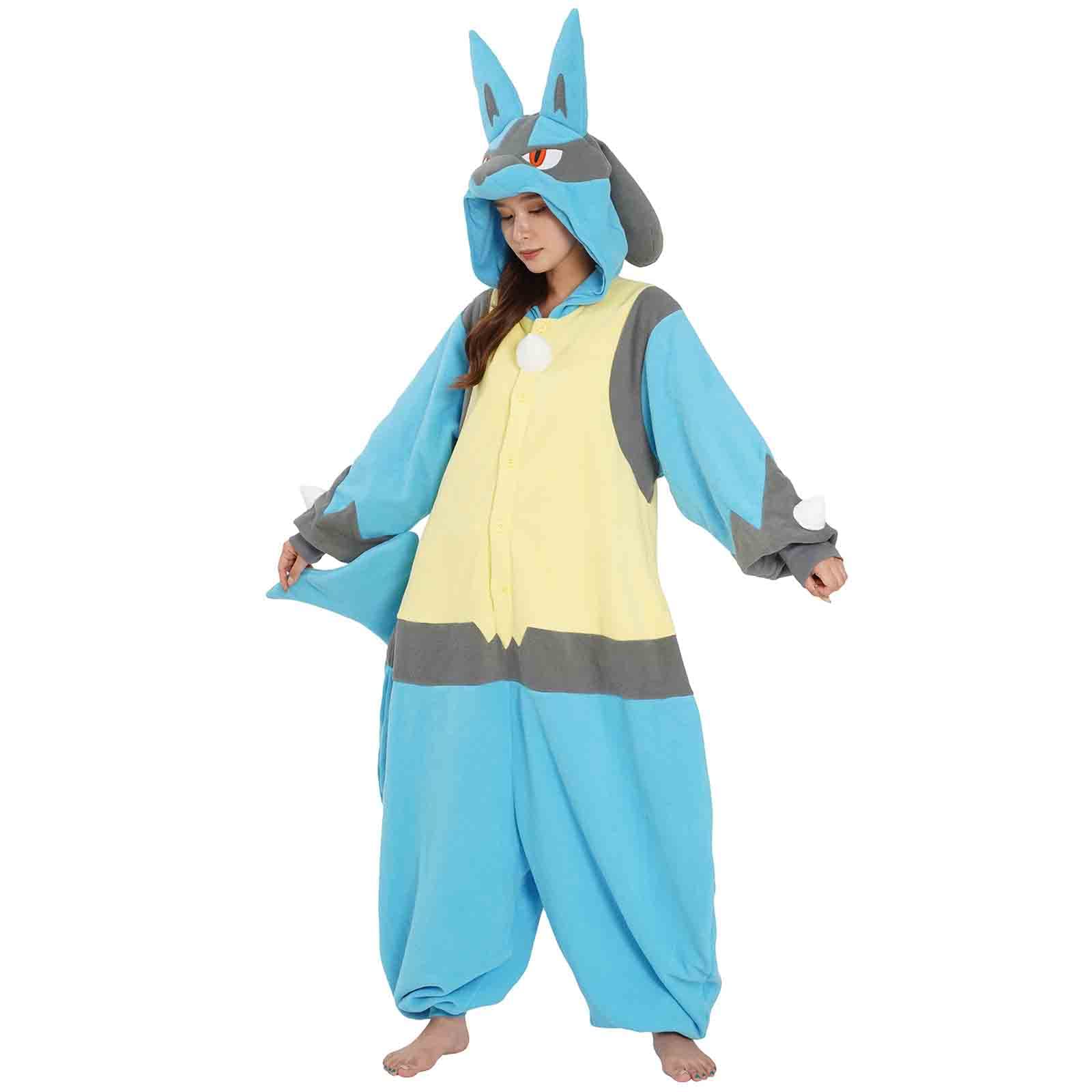 SAZAC Lucario Pokemon Adult Kigurumi - Premium Onesie Costume for Cosplay, Easy Care Halloween Outfit - Unisex