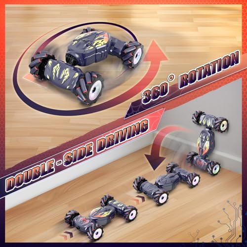 Nitigo Coche Teledirigido para Niños, Coche Acrobático Telecomandado 4x4 con Música Spray y Luces, Coche RC Drift RC Car con la Mano Rotación 360°, Regalo Juguetes Niño Niña 5 6 7 8 9 10 11 Años - imagen 2