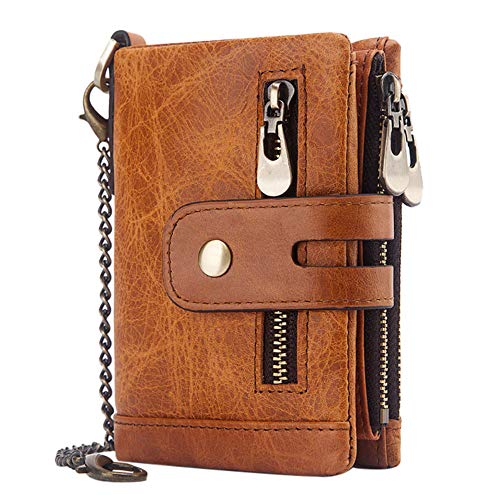 HALOVIE Herren Geldbörsen Herrenbrieftasche, Herren Brieftasche Leder Brieftasche mit RFID Blockierung Geldbeutel mit Bifold-Reißverschluss 16 Kartenfächer Kartenetui Brieftasche Geldclip Khaki Cover