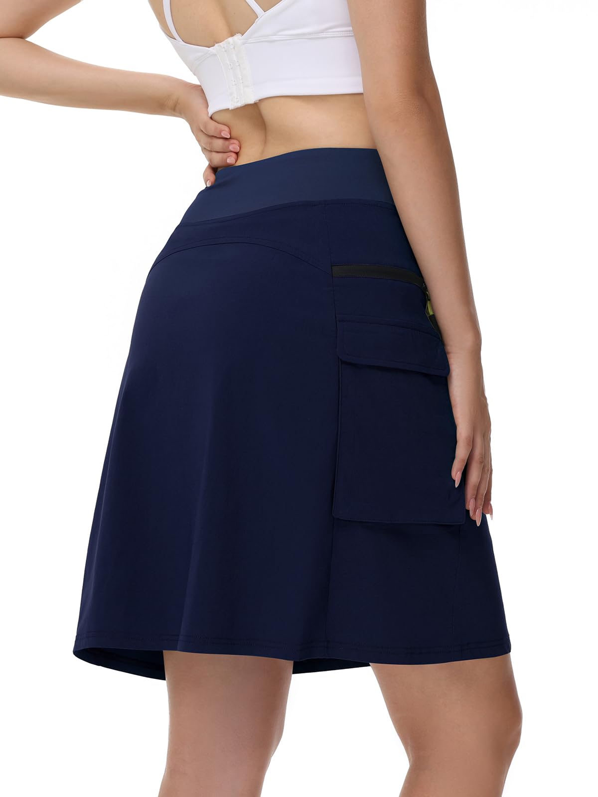 Kimmery Jupe cargo à séchage rapide pour femme avec 5 poches - Jupe de golf taille haute pour randonnée décontractée