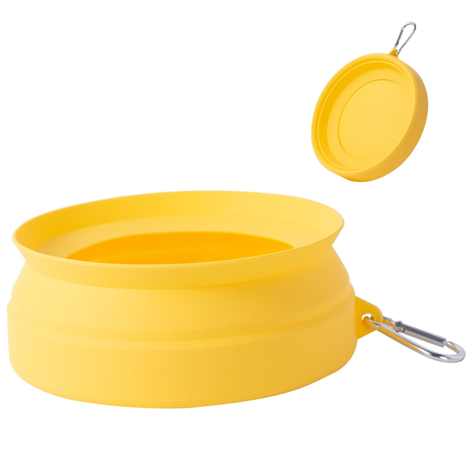 SLSON Non Spill Dog Water Bowl for Car Collapsible Dog Travel Bowl Integrated Molding Portable Pet Drinking Bowl for Road Trip (Yellow)
