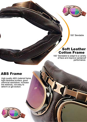 Image of Peicees Vintage Helmet Goggles Motorcycle Goggles Bike Motorcross Pilot Goggle