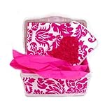 Hot Pink damask with hot pink chiffon heart 3 piece set baby basket