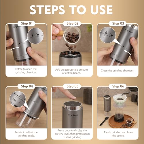 Krypteum HB989 Portable Electric Burr Coffee Grinder thumb #5
