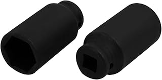 Aexit 1/2-inch Square Hand Operated Tools Drive 29mm Inner Hex 78mm Length CR-MO Steel Black Impact Socket 2pcs Model:99as165qo247