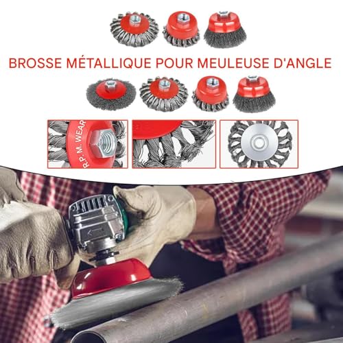 Disque à fils pour meuleuse d'angle accessoire brosse bois métal