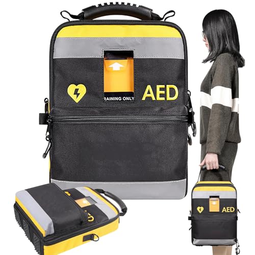 YZRDCXM AED Storage Bag,Defibrillator Pouch,Portable AED Storage Bag Emergency Instrument Container with Adjustable Shoulder Straps and Reflective Strips, for Home, Office, Hospital, Public Places