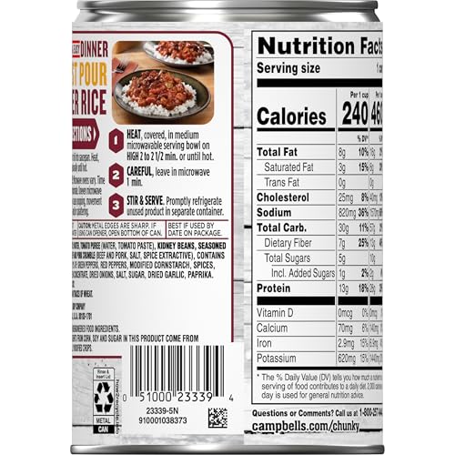 Image of Campbell's Chunky Chili With Beans, 16.5 oz Can (Pack of 2)